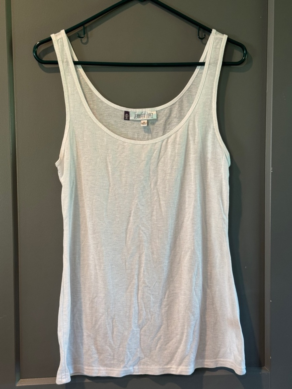 Jennifer Lopez shiny white Scoop Neck Tank Medium